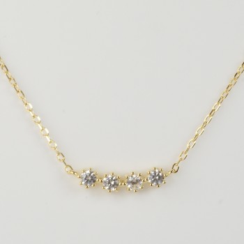Sterling Silver Vermaille Plated 4 CZ on Chain